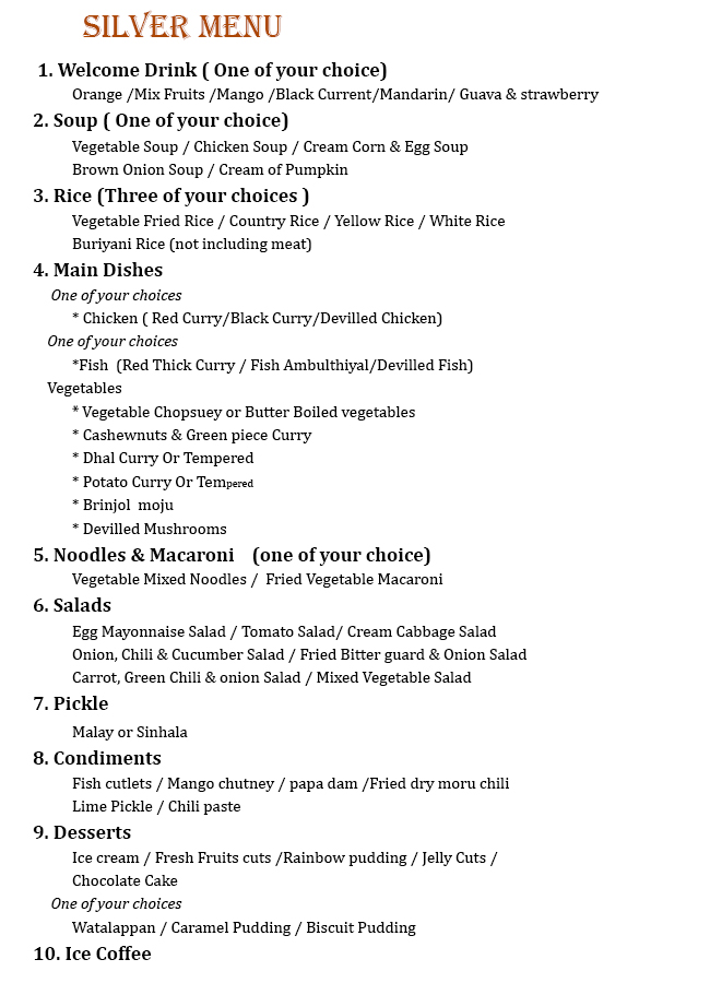 Silver Menu
